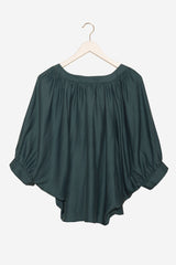 Batwing Silk Top (Teal) - Back