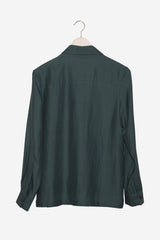 Oversize Silk Shirt (Teal) - Back